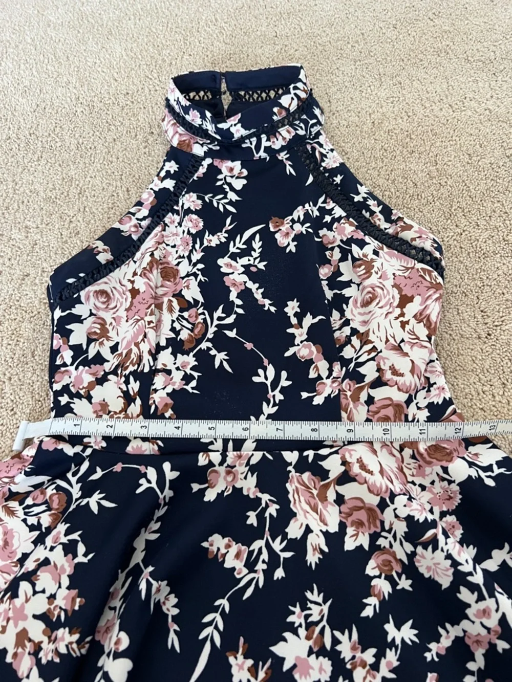 B Darlin Navy Floral Halter Fit-and-Flare Dress - Picture 4 of 7